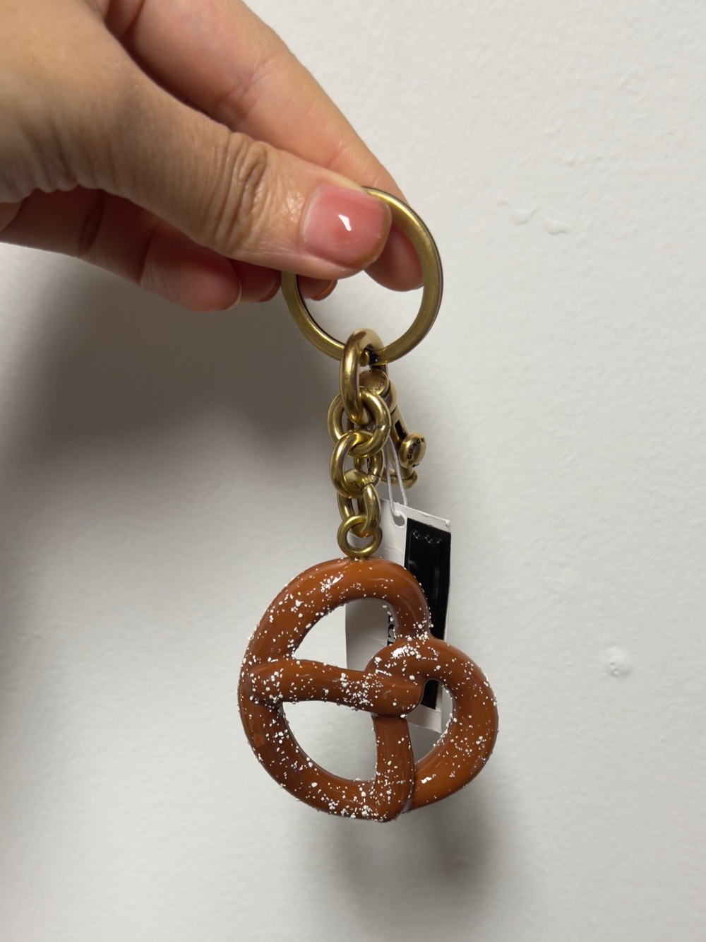Coach Small Pretzel Bag Charm with brown CY398 -NWT